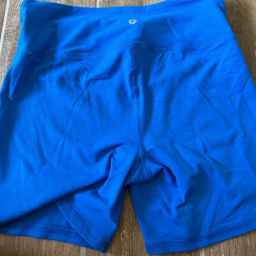 90 degree by reflex blue biker shorts with pockets
